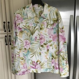 Alfred Dunner Tropical Floral cotton Jean jacket size 8